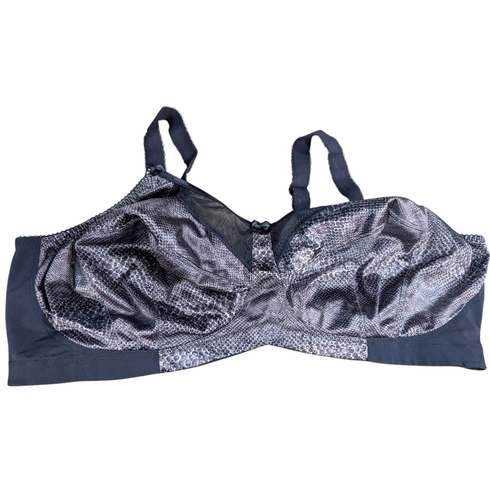 Goddess No Wire Bra PLus Size 46H Blue Grey Snake Print Full Cover GD6161EST